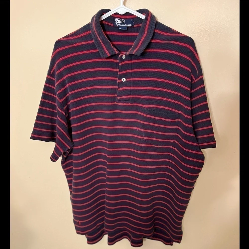Polo Ralph Lauren Mens Red/Blue Stripe Polo Sz XL